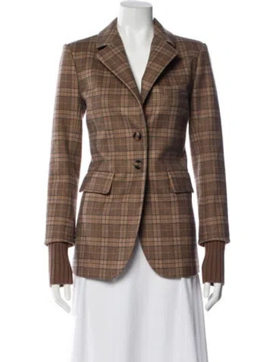 Pre-owned Favorite Daughter Plaid Print Blazer In Brown