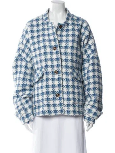 Pre-owned Favorite Daughter Plaid Print Jacket In Blue