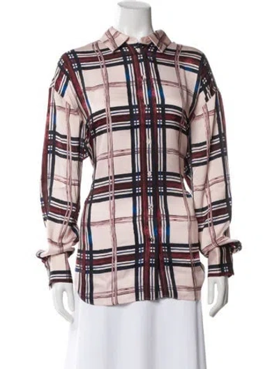 Pre-owned Favorite Daughter Plaid Print Long Sleeve Blouse In Multi