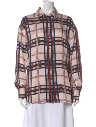 Pre-owned Favorite Daughter Plaid Print Long Sleeve Button-up Top In Multi