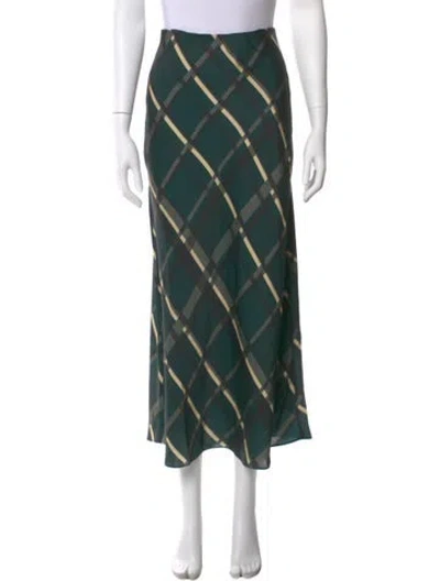 Pre-owned Favorite Daughter Plaid Print Midi Length Skirt W/ Tags In Green