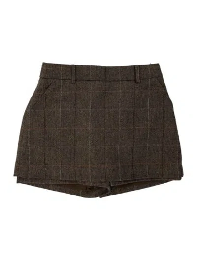 Pre-owned Favorite Daughter Plaid Print Mini Shorts W/ Tags In Brown