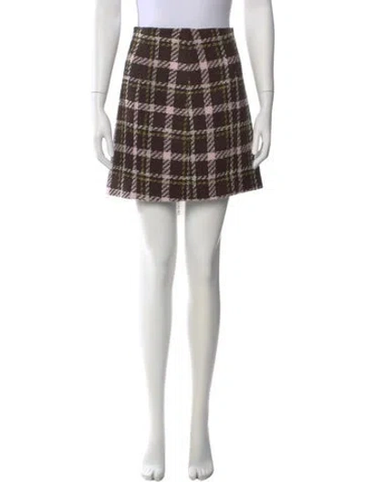 Pre-owned Favorite Daughter Plaid Print Mini Skirt In Blue