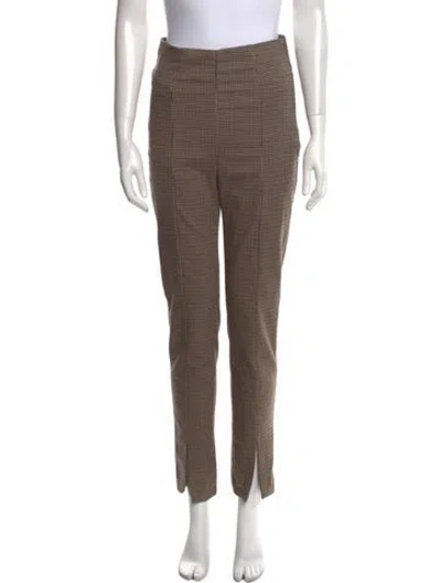 Pre-owned Favorite Daughter Plaid Print Skinny Leg Pants In Brown