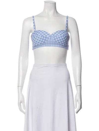 Pre-owned Favorite Daughter Plaid Print Square Neckline Sports Bra W/ Tags In White