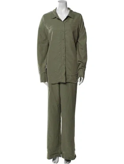 Pre-owned Favorite Daughter Pleated Accents Pant Set In Green