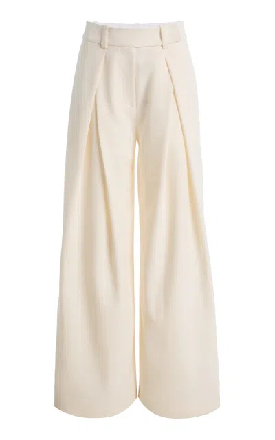 Favorite Daughter Pleats For Days Crepe Wide-leg Pants In Neutral