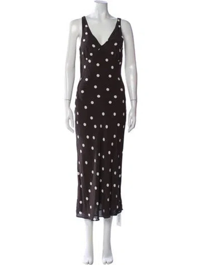 Pre-owned Favorite Daughter Polka Dot Print Long Dress In Gray