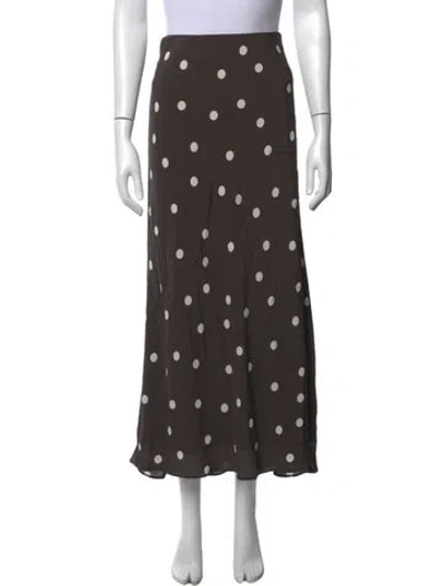 Pre-owned Favorite Daughter Polka Dot Print Long Skirt In Brown