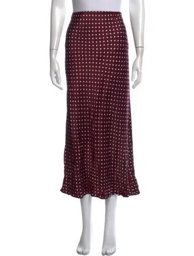 Pre-owned Favorite Daughter Polka Dot Print Midi Length Skirt In Burgundy