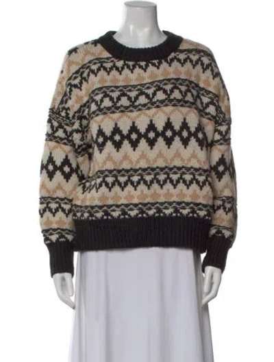 Pre-owned Favorite Daughter Printed Crew Neck Sweater In Blue