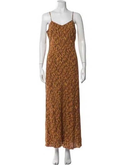 Pre-owned Favorite Daughter Printed Long Dress In Orange