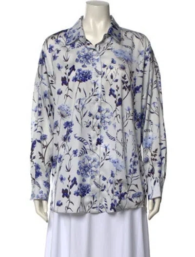 Pre-owned Favorite Daughter Printed Long Sleeve Button-up Top In White