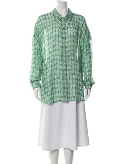 Pre-owned Favorite Daughter Printed Long Sleeve Top In Green