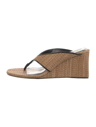 Pre-owned Favorite Daughter Raffia Sandals In Brown/neutrals