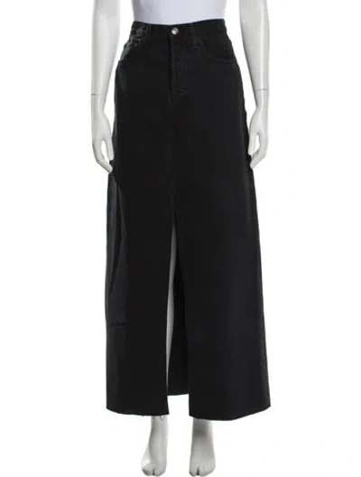 Pre-owned Favorite Daughter Raw-edge Trim Long Skirt In Black
