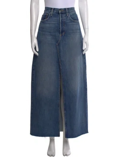 Pre-owned Favorite Daughter Raw-edge Trim Long Skirt In Blue