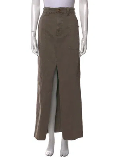 Pre-owned Favorite Daughter Raw-edge Trim Long Skirt In Brown