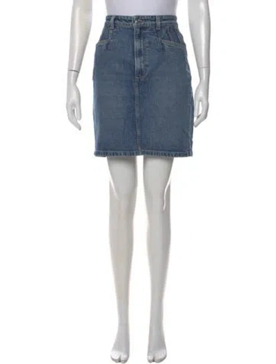 Pre-owned Favorite Daughter Raw-edge Trim Mini Skirt In Blue