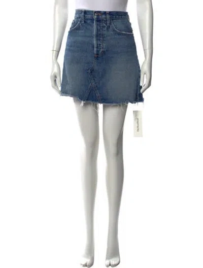 Pre-owned Favorite Daughter Raw-edge Trim Mini Skirt In Blue