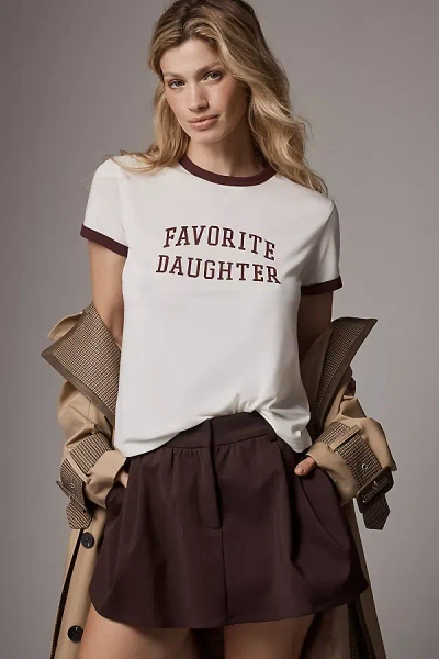 Favorite Daughter Collegiate Ringer Tee In White Burgundy