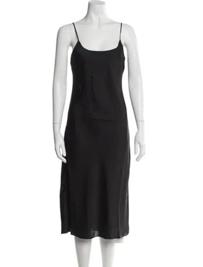 Pre-owned Favorite Daughter Scoop Neck Midi Length Dress In Black