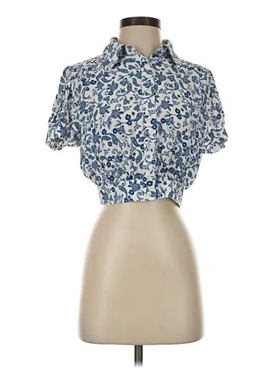 Pre-owned Favorite Daughter Short Sleeve Blouse In Blue