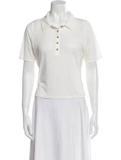 Pre-owned Favorite Daughter Short Sleeve Polo In White
