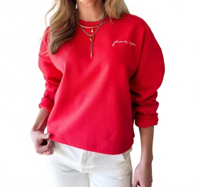 Favorite Daughter Signature Chest Logo Sweatshirt In Red
