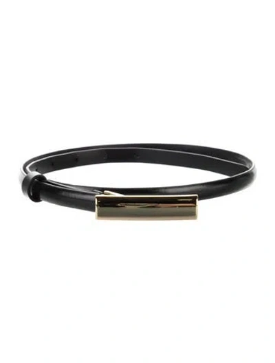 Pre-owned Favorite Daughter Skinny Leather Belt In Black