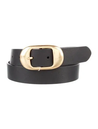 Pre-owned Favorite Daughter Skinny Leather Belt In Black