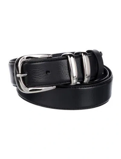 Pre-owned Favorite Daughter Skinny Leather Belt In Black