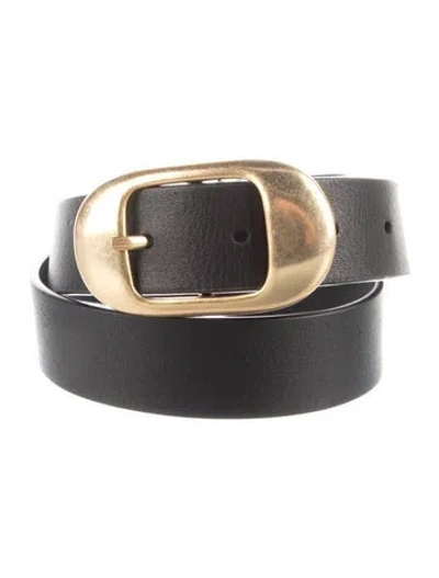Pre-owned Favorite Daughter Skinny Leather Belt In Black