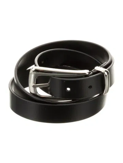 Pre-owned Favorite Daughter Skinny Leather Belt In Black
