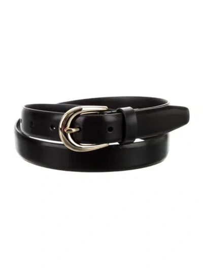 Pre-owned Favorite Daughter Skinny Leather Belt In Black
