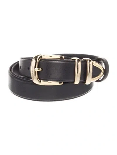 Pre-owned Favorite Daughter Skinny Leather Belt In Black