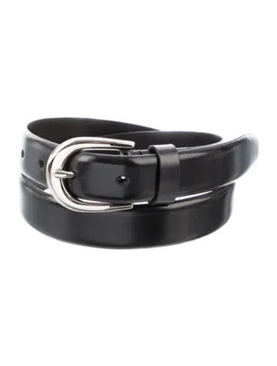 Pre-owned Favorite Daughter Skinny Leather Belt In Black