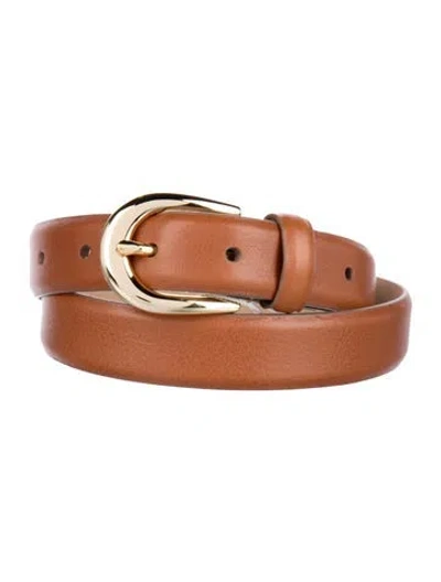 Pre-owned Favorite Daughter Skinny Leather Belt W/ Tags In Brown
