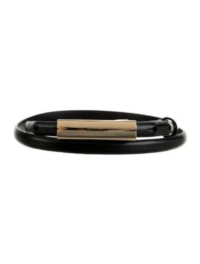 Pre-owned Favorite Daughter Skinny Leather Waist Belt In Black