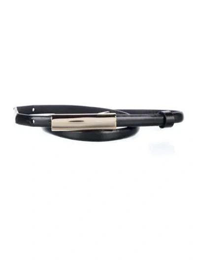 Pre-owned Favorite Daughter Skinny Leather Waist Belt In Black