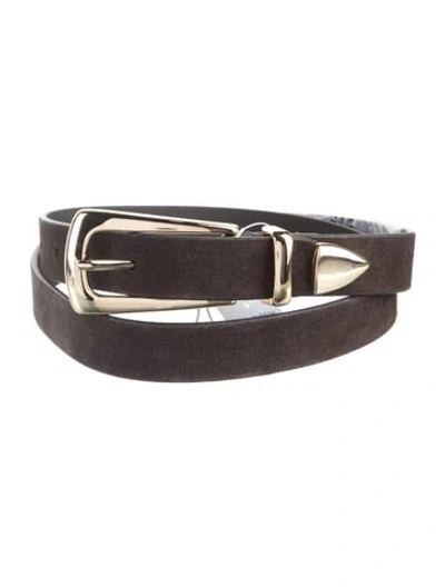 Pre-owned Favorite Daughter Skinny Leather Waist Belt W/ Tags In Brown
