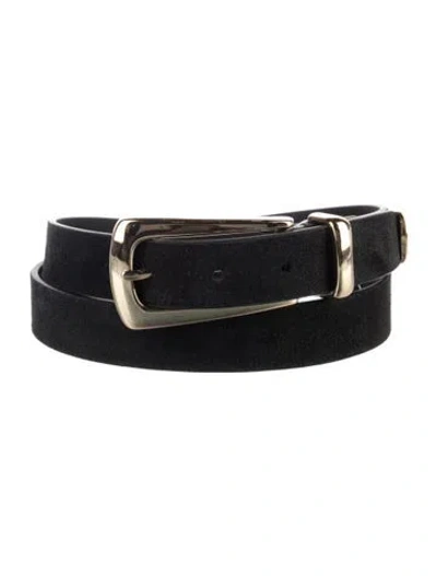 Pre-owned Favorite Daughter Skinny Suede Belt In Black
