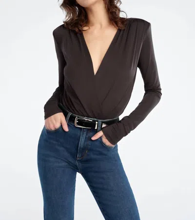 Favorite Daughter Slinky Date Blouse Bodysuit In Espresso In Brown