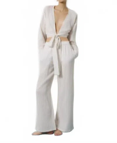 Favorite Daughter Slip It On Pant In Light Khaki Stripe In Multi