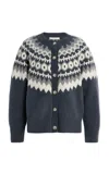 Favorite Daughter Snowed In Fair Isle Wool-cashmere Blend Cardigan In Gray