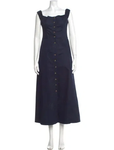 Pre-owned Favorite Daughter Square Neckline Long Dress In Blue
