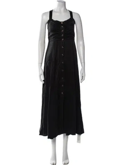Pre-owned Favorite Daughter Square Neckline Midi Length Dress In Black