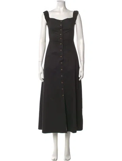 Pre-owned Favorite Daughter Square Neckline Midi Length Dress In Black