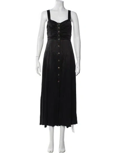 Pre-owned Favorite Daughter Square Neckline Midi Length Dress In Black