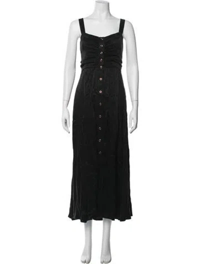 Pre-owned Favorite Daughter Square Neckline Midi Length Dress In Black